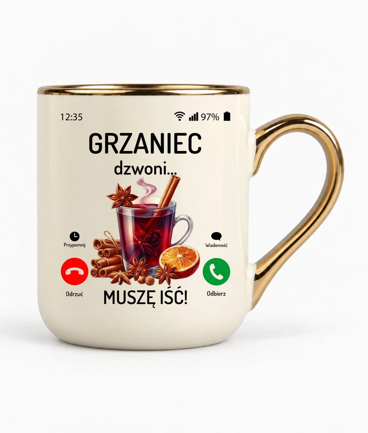 Kubek elegant świąteczny - Grzaniec dzwoni, muszę iść BN127