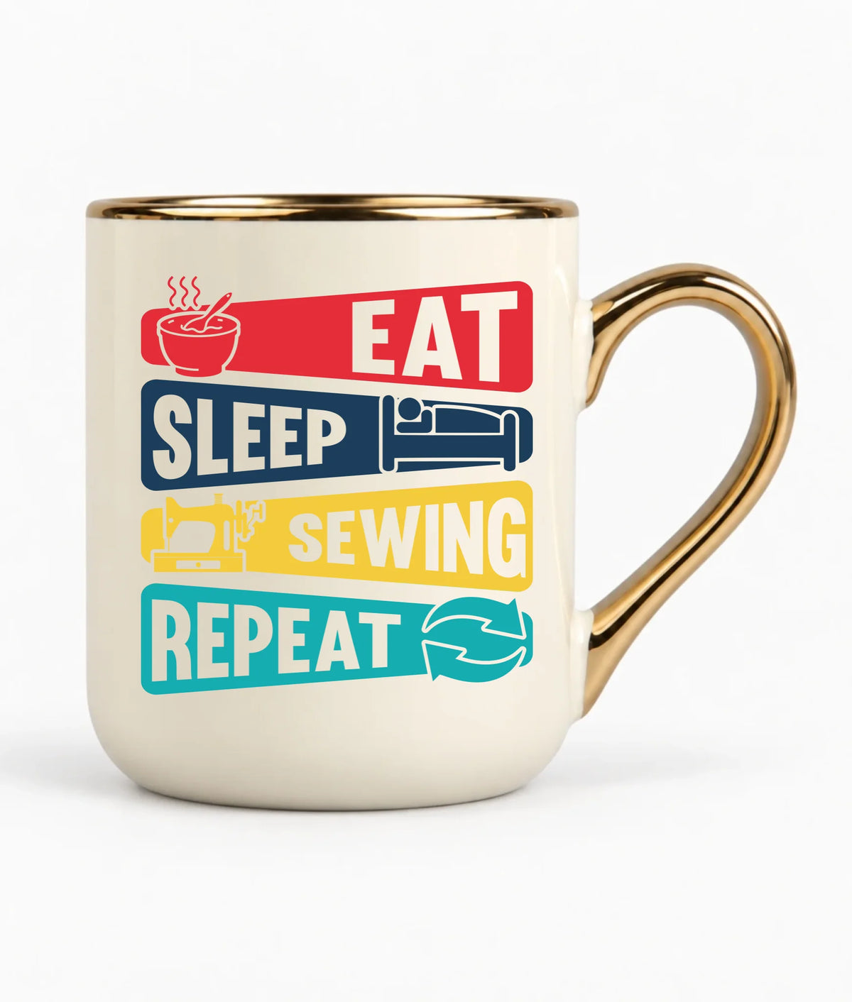 Kubek elegant szyciowy dla krawcowej - Eat sleep sewing repeat HS21