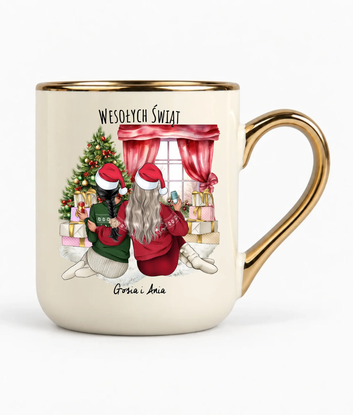 Kubek elegant świąteczny - prezent dla przyjaciółki - 2-4 przyjaciółek - personalizowany PR06