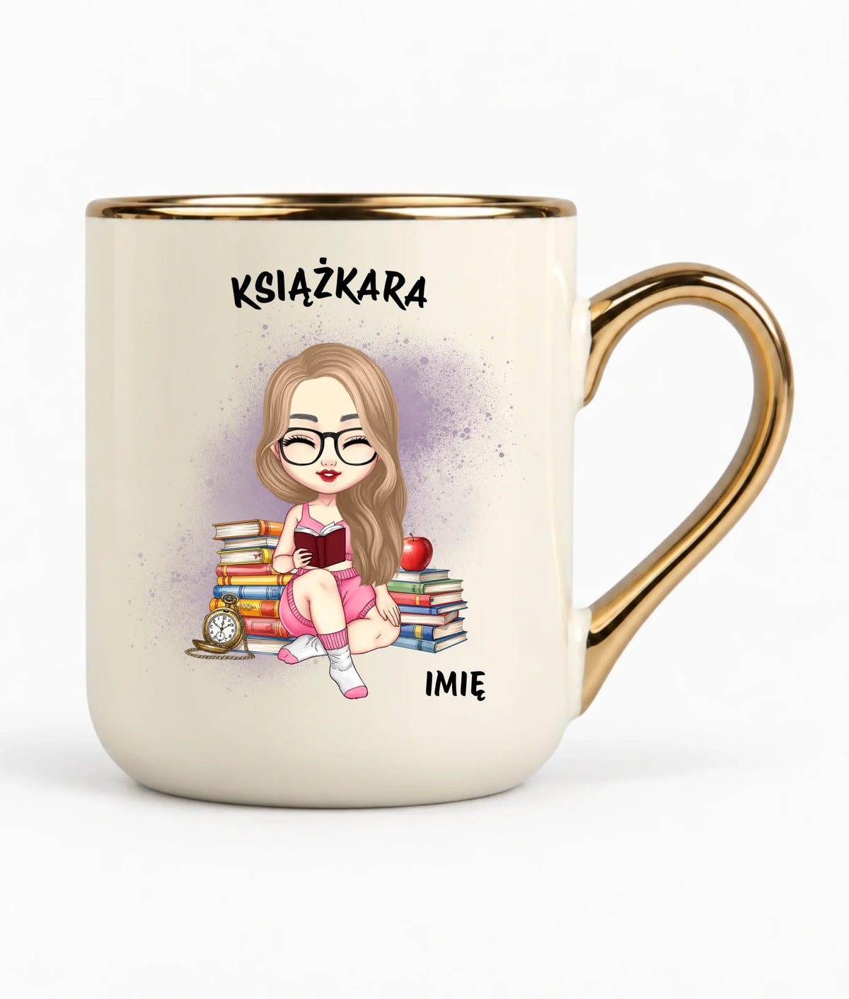 Kubek elegant - Książkara - Prezent dla miłośniczki czytania książek - personalizowany DZ04