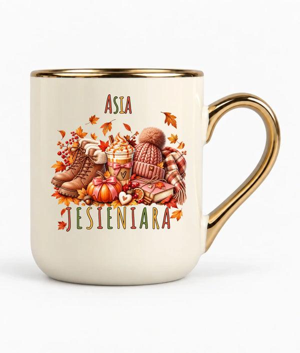 Kubek elegant jesienny z imieniem - Jesieniara