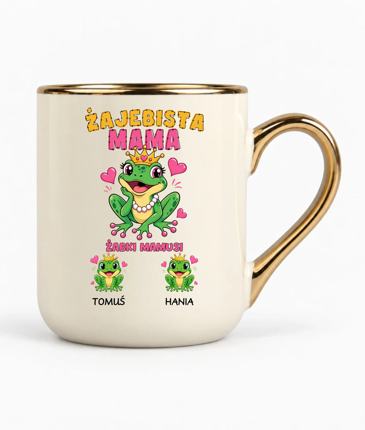 Kubek elegant dla mamy z imionami dzieci - Żabki Mamusi - personalizowany DM54