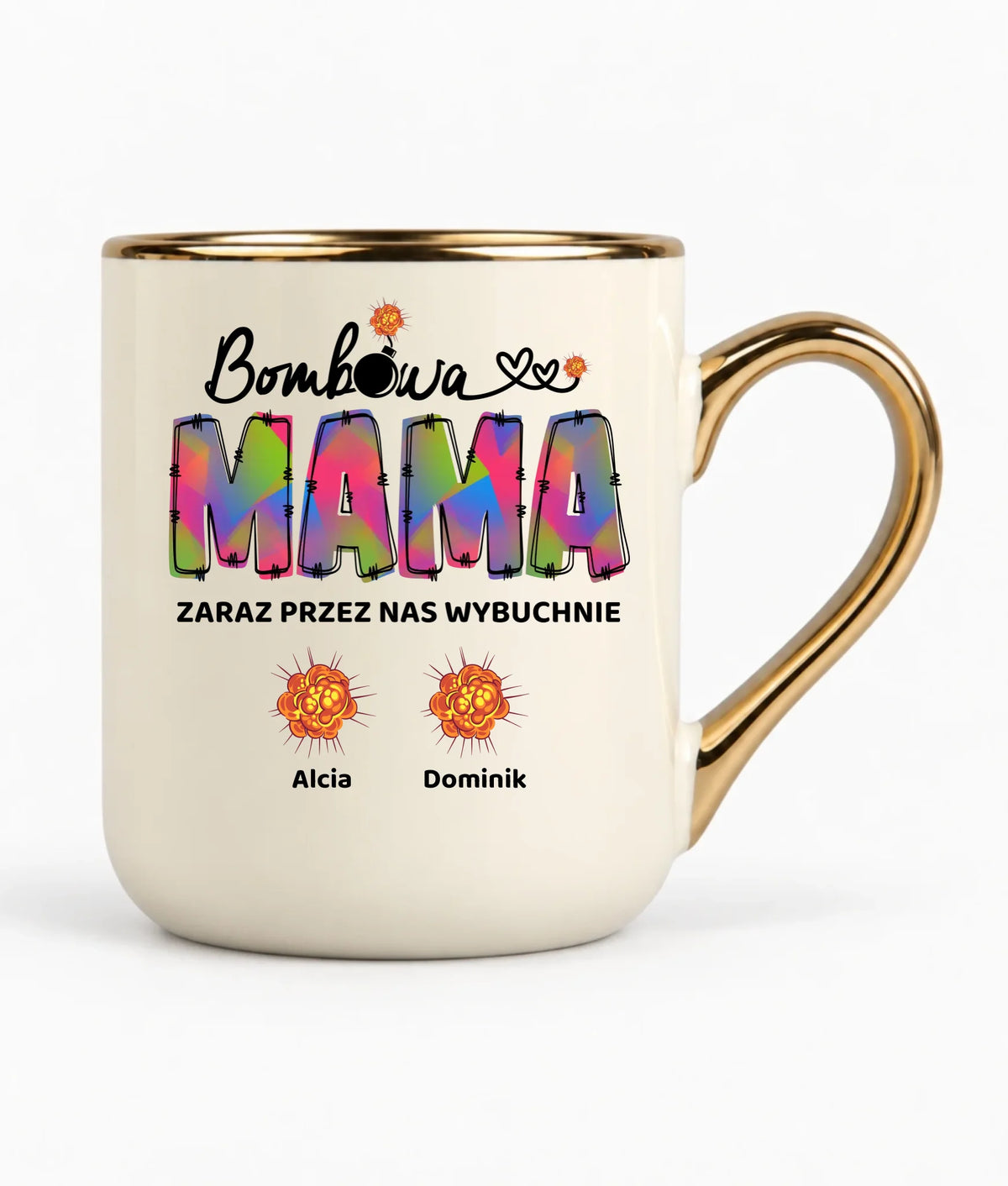 Kubek elegant dla mamy z imionami dzieci - Bombowa mama - personalizowany DM53