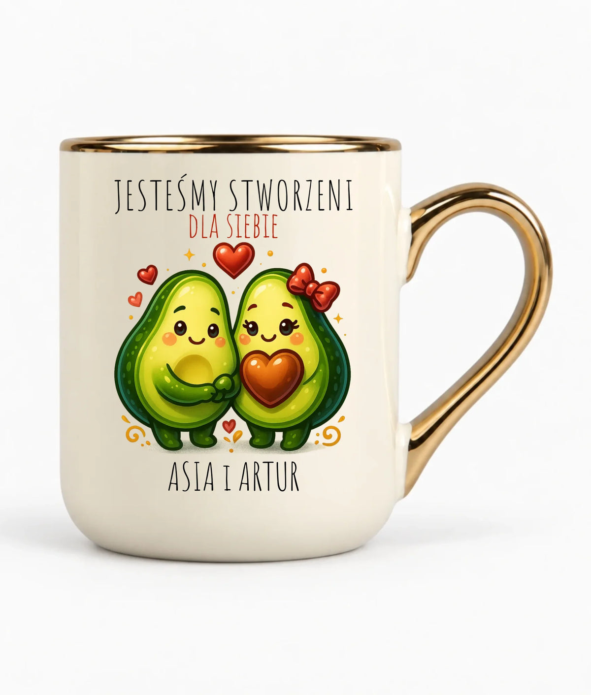 Kubek elegant dla par - Awokado Stworzeni dla siebie - personalizowany W91
