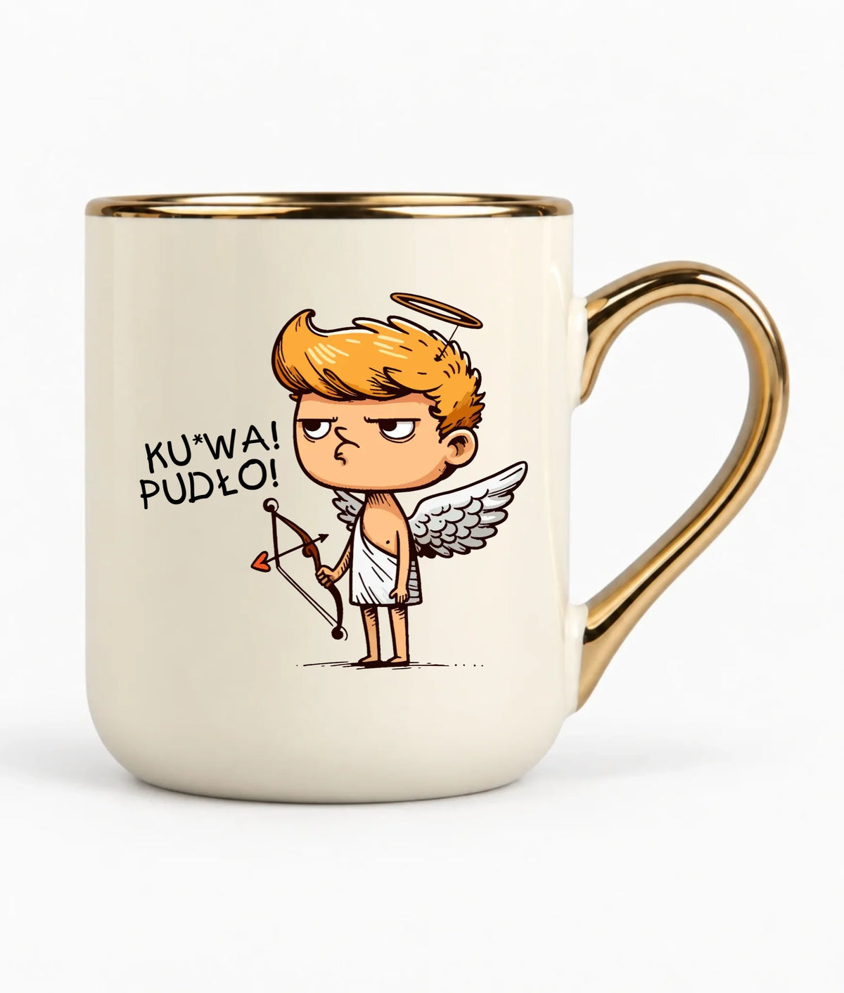Kubek elegant - Aniołek z łukiem ku*wa pudło - bez cenzury W56