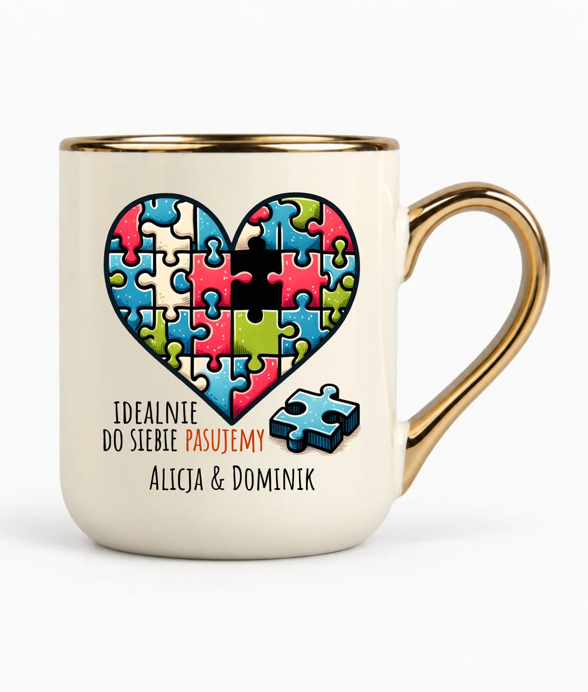 Kubek elegant dla par - Idealnie do siebie pasujemy - personalizowany W44