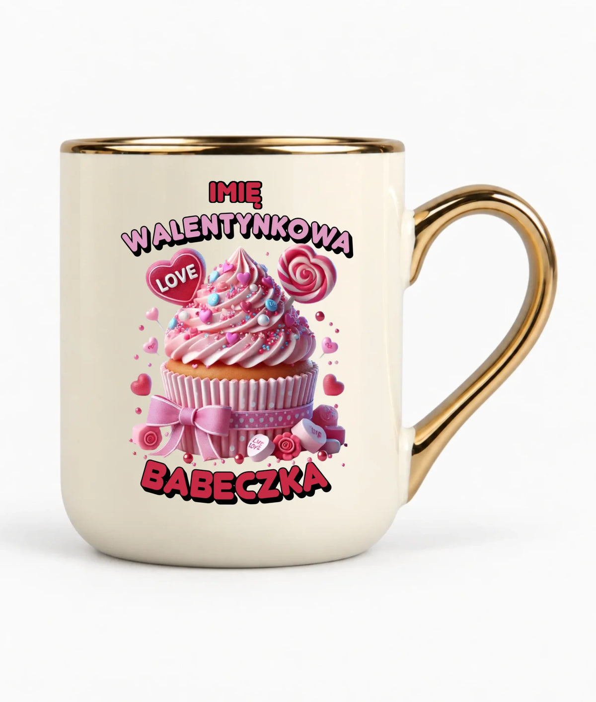Kubek elegant na Walentynki - Walentynkowa Babeczka - personalizowany W21