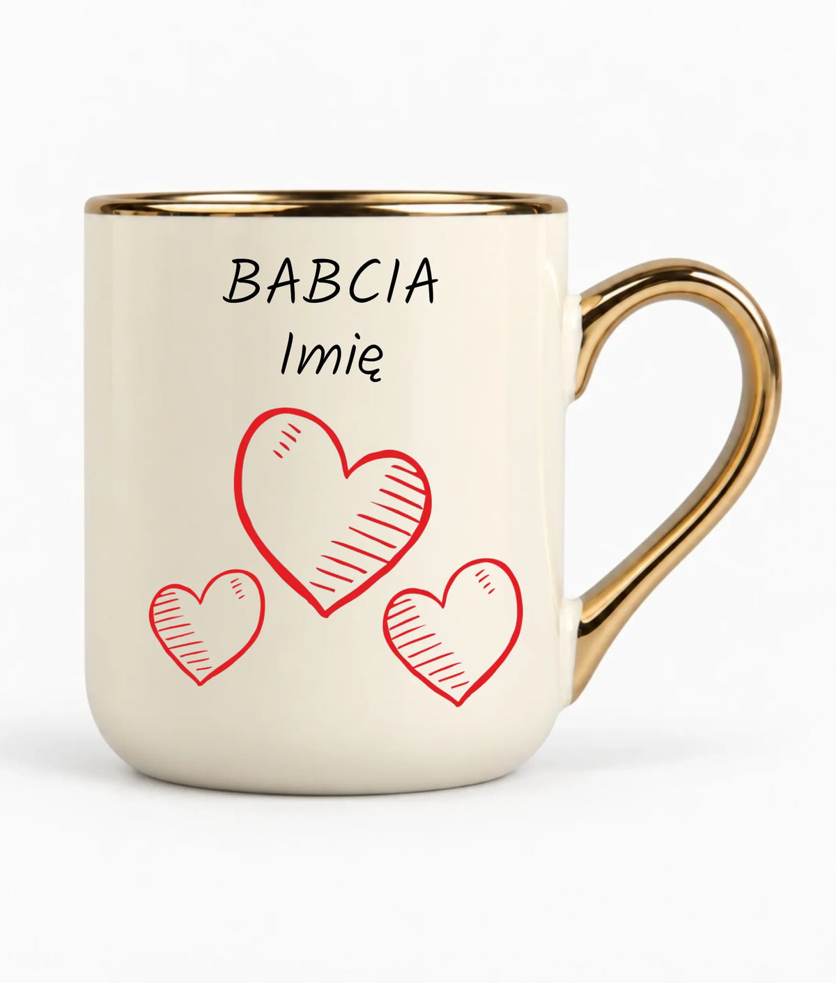 Kubek elegant dla babci - Serca - personalizowany B01