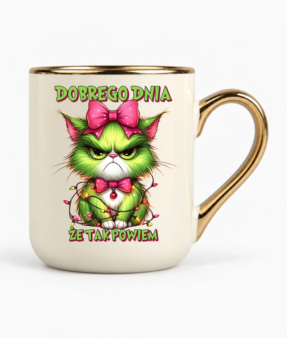 Kubek elegant świąteczny - prezent dla niej - Grinch dobrego dnia, że tak powiem BN153
