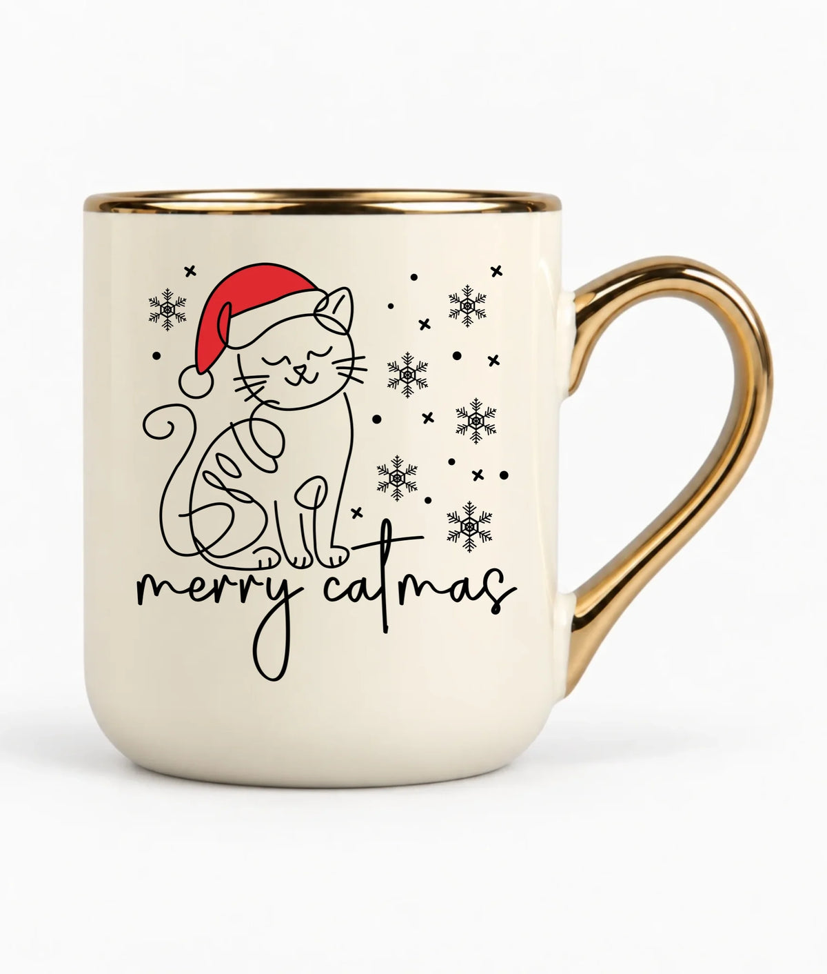 Kubek elegant świąteczny - prezent dla kociary - Merry catmas BN151
