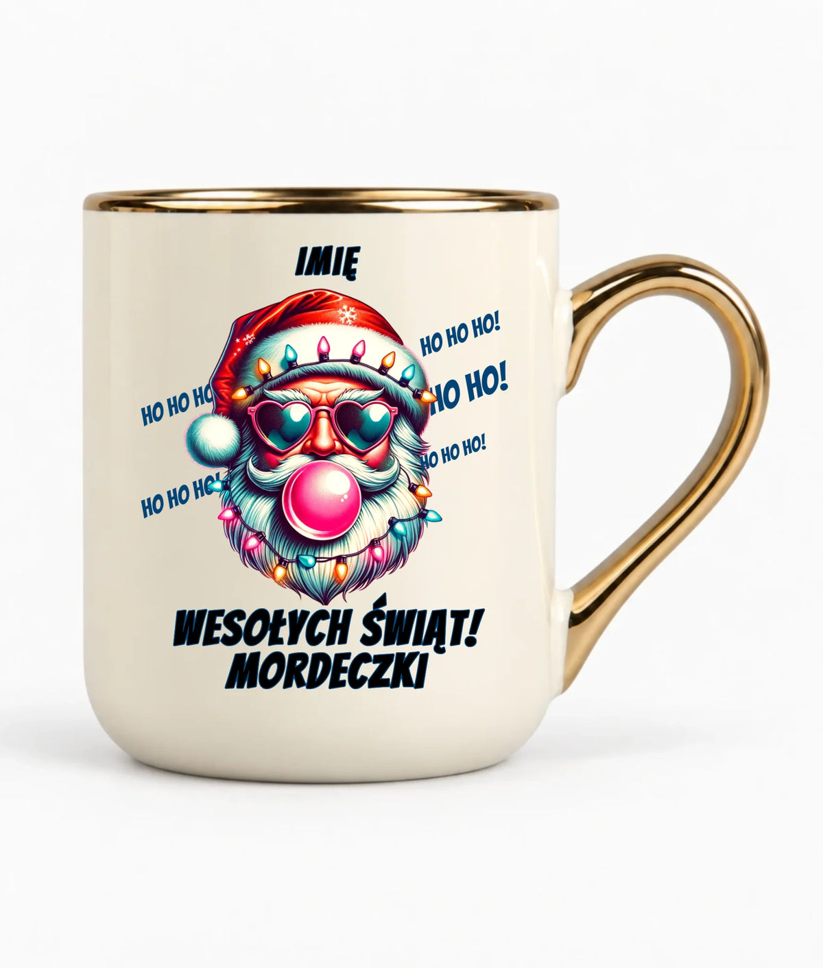 Kubek elegant świąteczny - Mikołaj Wesołych Świąt Mordeczki - personalizowany BN17