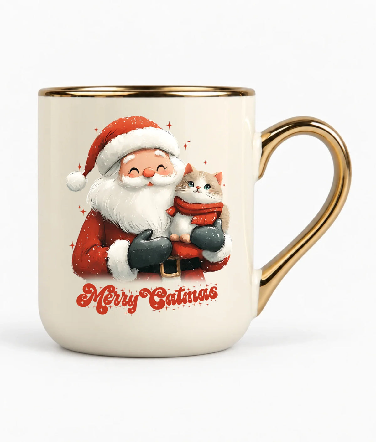 Kubek elegant świąteczny - prezent dla kociary - Merry Catmas BN38