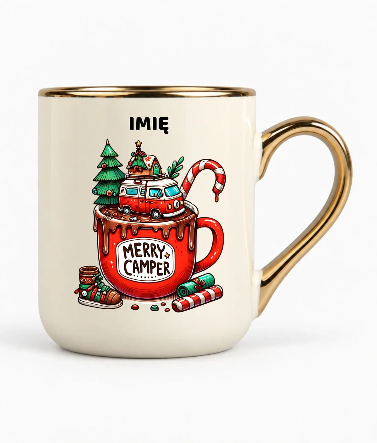 Kubek elegant świąteczny - Kamper Merry Camper - personalizowany BN43