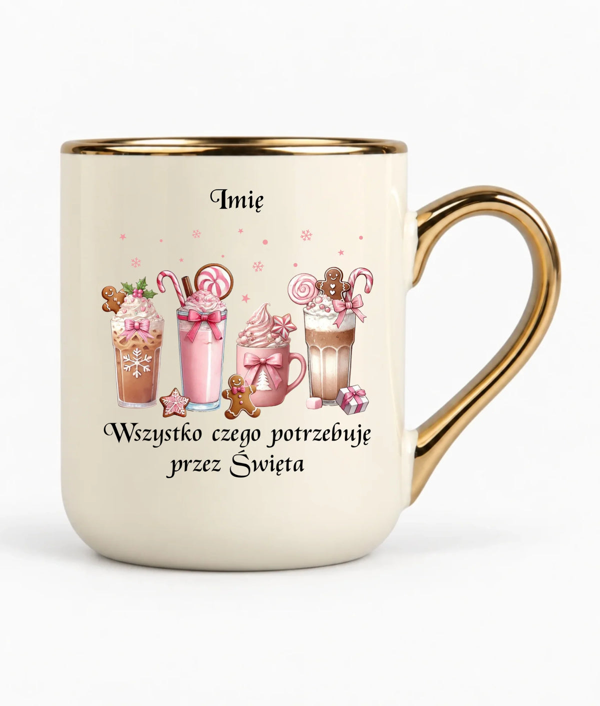 Kubek elegant świąteczny - Zimowa kawa Wszystko czego potrzebuję przez Święta - personalizowany BN46