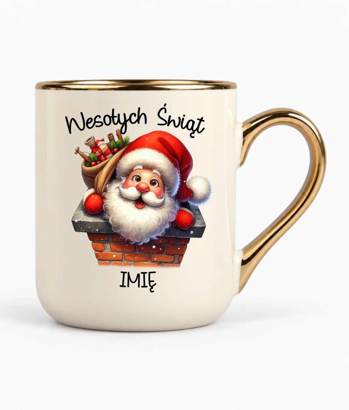 Kubek elegant świąteczny - prezent na Mikołajki Mikołaj - personalizowany BN08