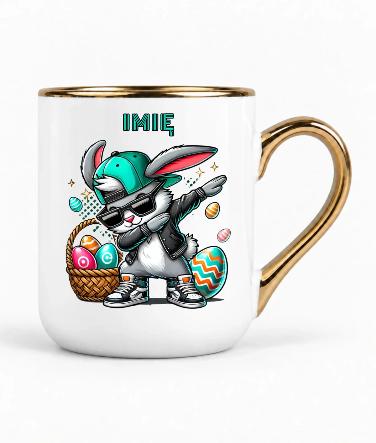 Kubek elegant wielkanocny - Zajączek Dab dance - personalizowany WN09