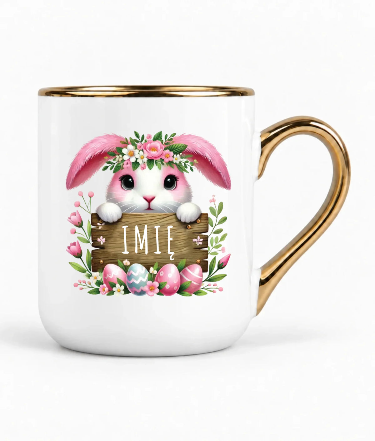 Kubek elegant na Wielkanoc - Różowy Zajączek - Prezent personalizowany WN07