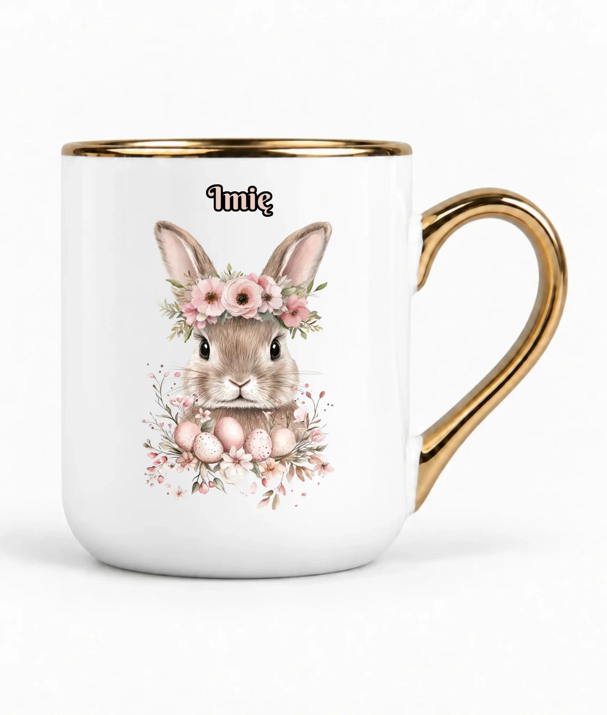 Kubek elegant na Wielkanoc - Zajączek Boho - Prezent personalizowany WN05