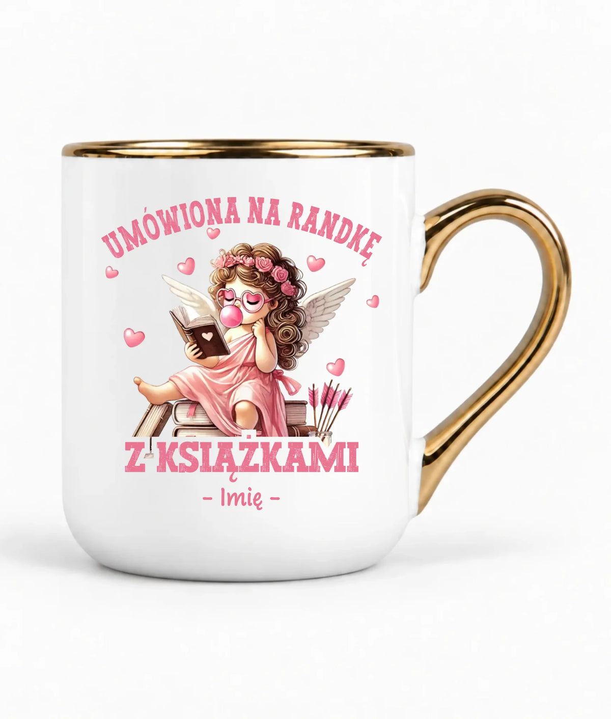 Kubek elegant dla czytelniczki – Umówiona na randkę z książkami - personalizowany W19