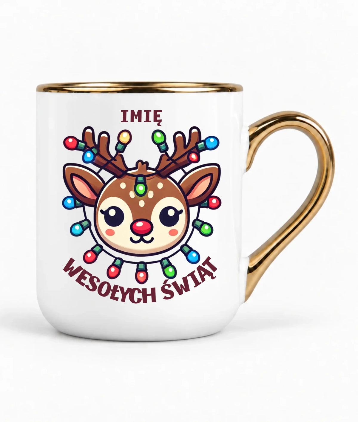 Kubek elegant świąteczny - Renifer Wesołych Świąt - personalizowana BN72