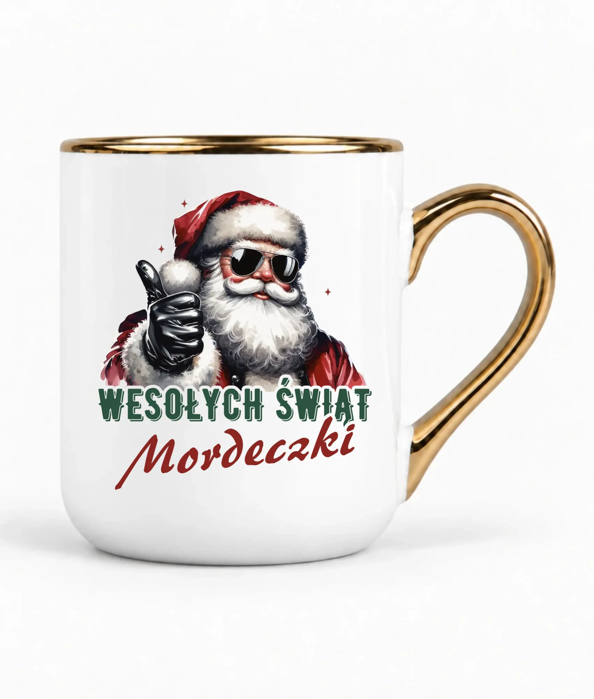 Kubek elegant świąteczny - Mikołaj Wesołych Świąt mordeczki BN65