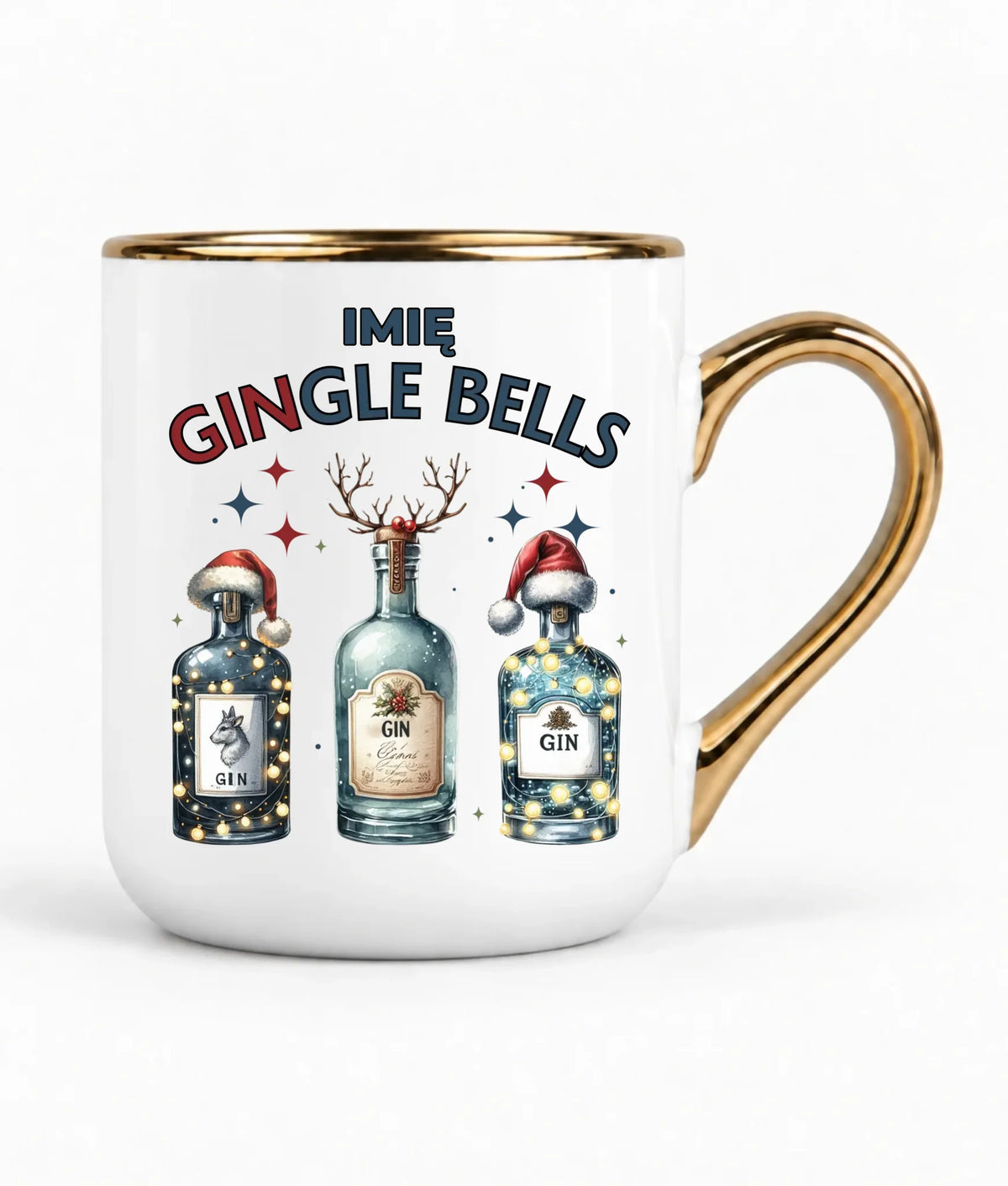 Kubek elegant świąteczny - Gin Gingle bells - personalizowany BN68