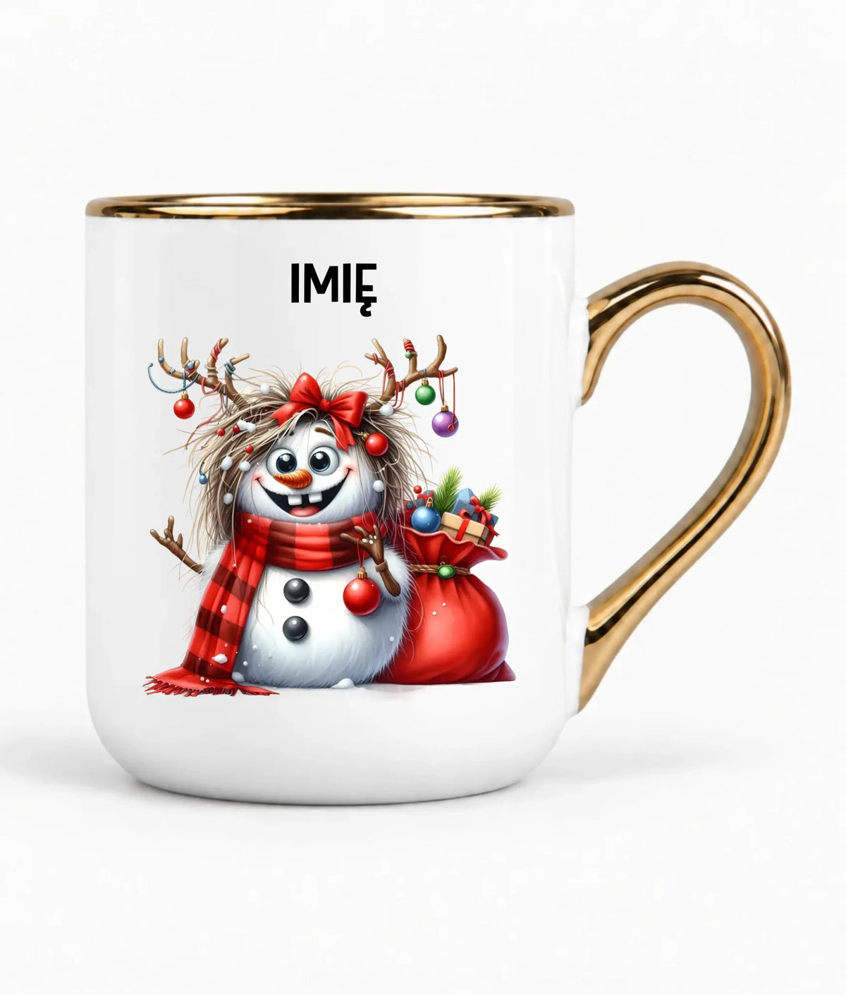 Kubek elegant świąteczny - Bałwanek - personalizowany BN70