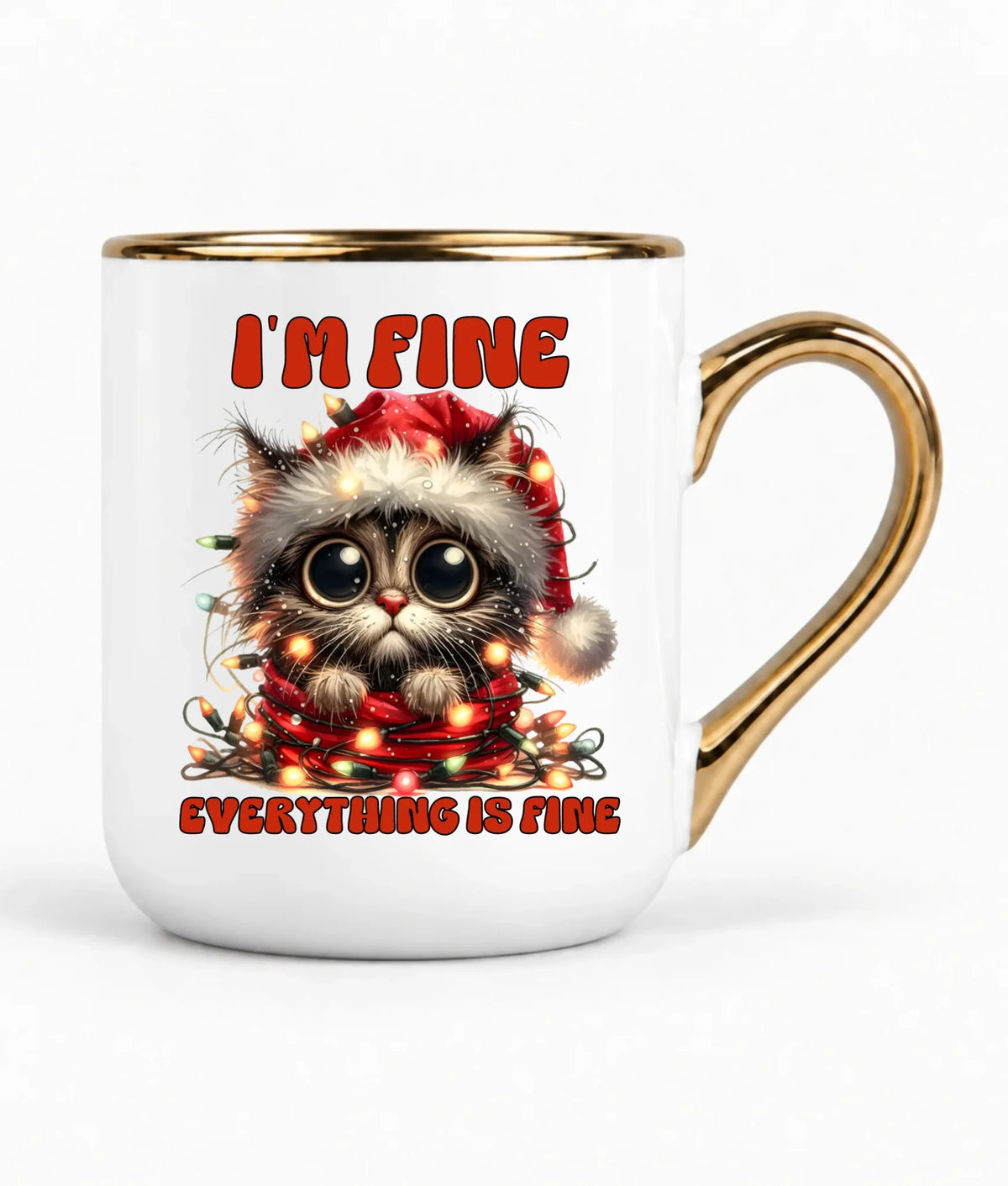 Kubek elegant świąteczny - Kotek I'm fine everything is fine BN67