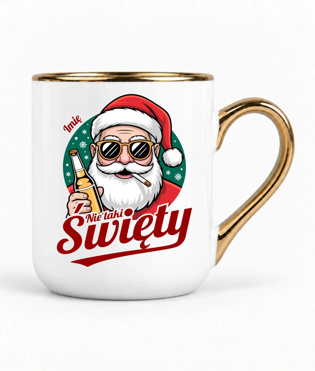 Kubek elegant świąteczny - Mikołaj nie taki święty - personalizowany BN80