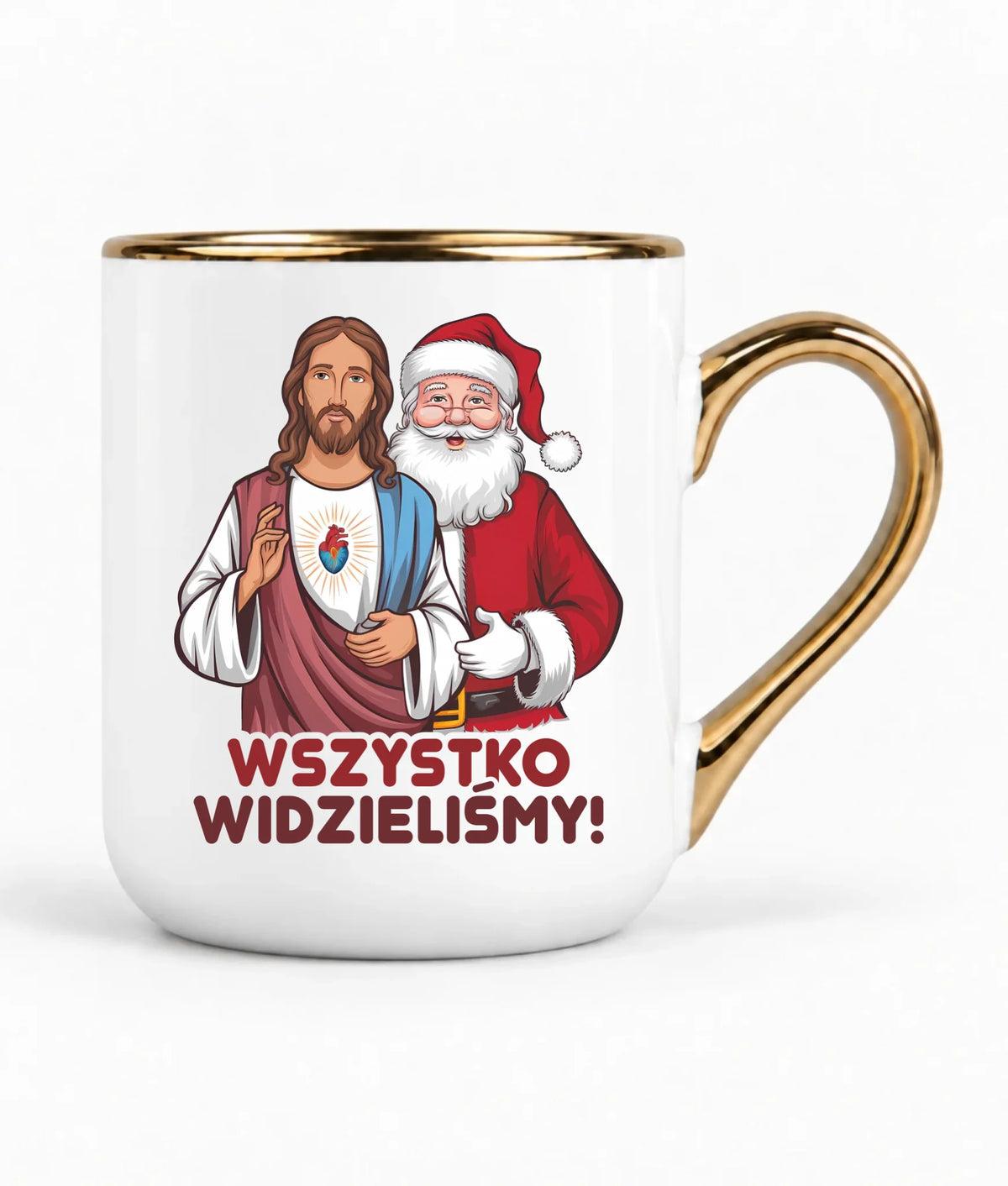 Kubek elegant świąteczny - Jezus i Mikołaj Wszystko widzieliśmy BN89