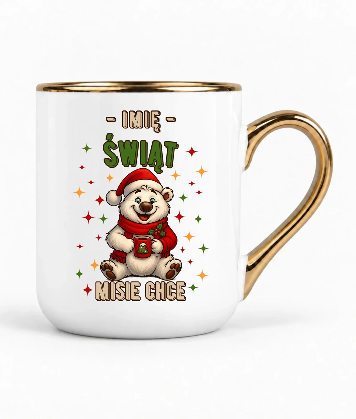 Kubek elegant świąteczny - Misiek Świąt misie chce - personalizowany BN86