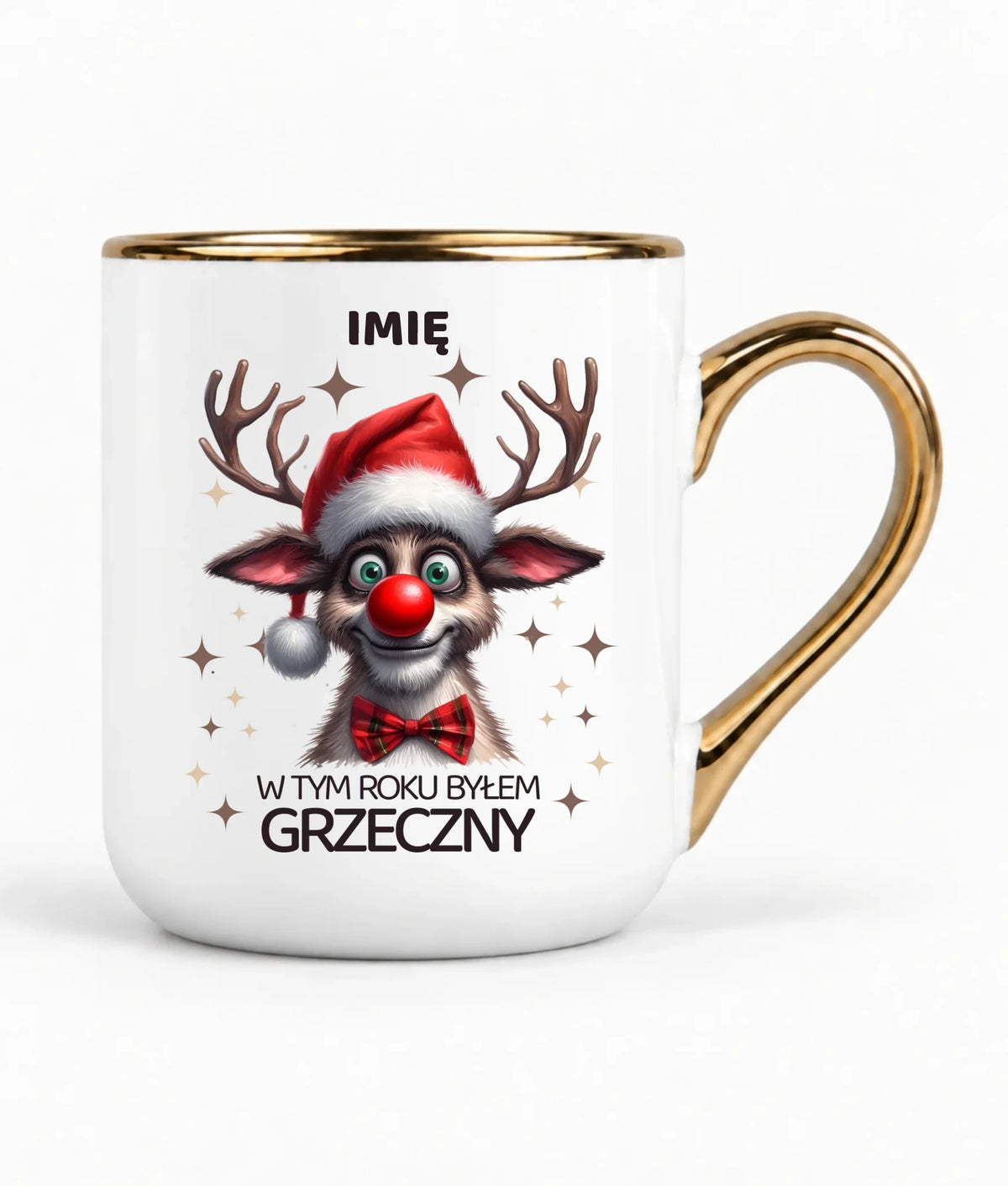 Kubek elegant świąteczny - Renifer W tym roku byłem grzeczny - personalizowany BN96