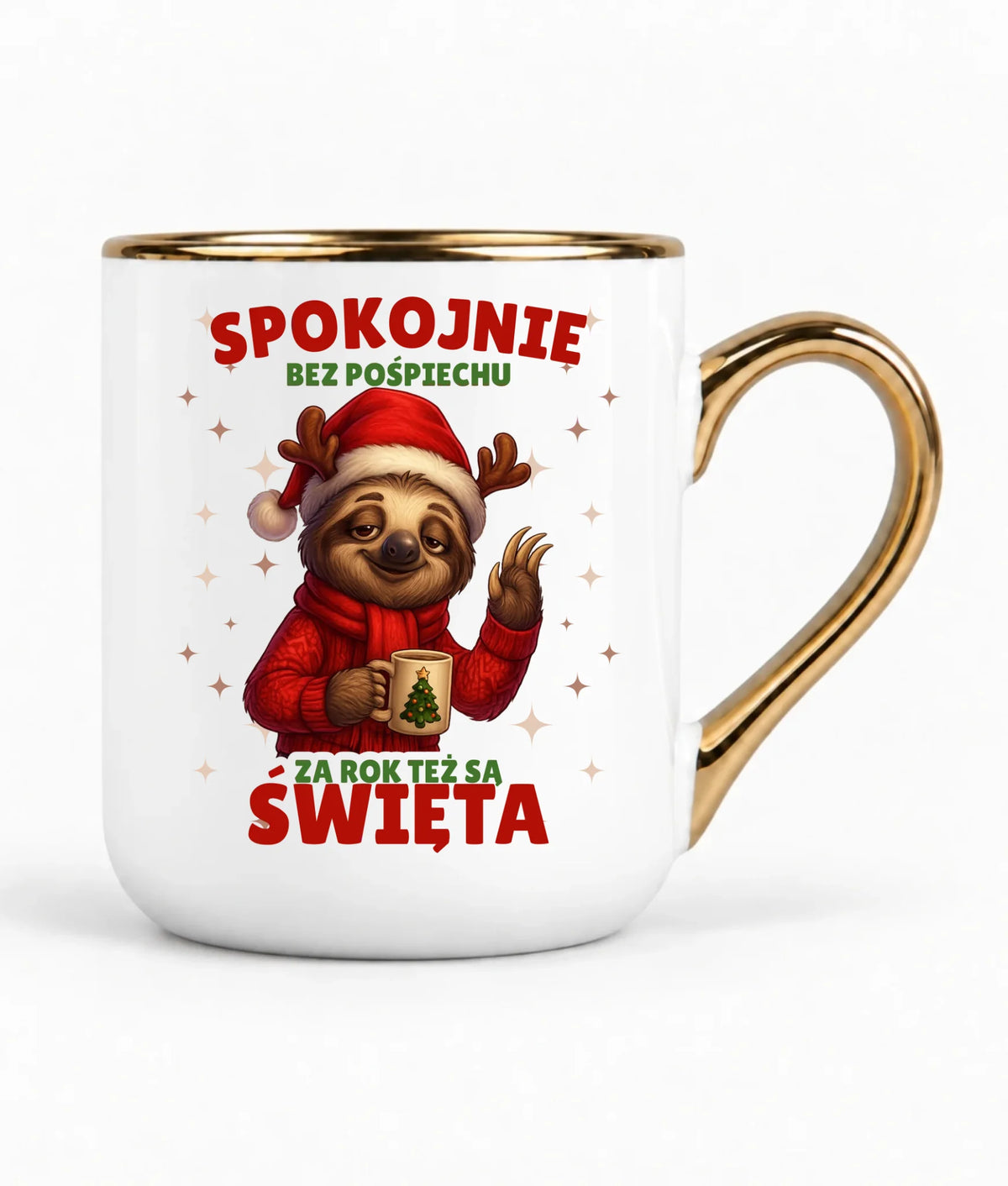 Kubek elegant świąteczny - Leniwiec Za rok też są święta BN92