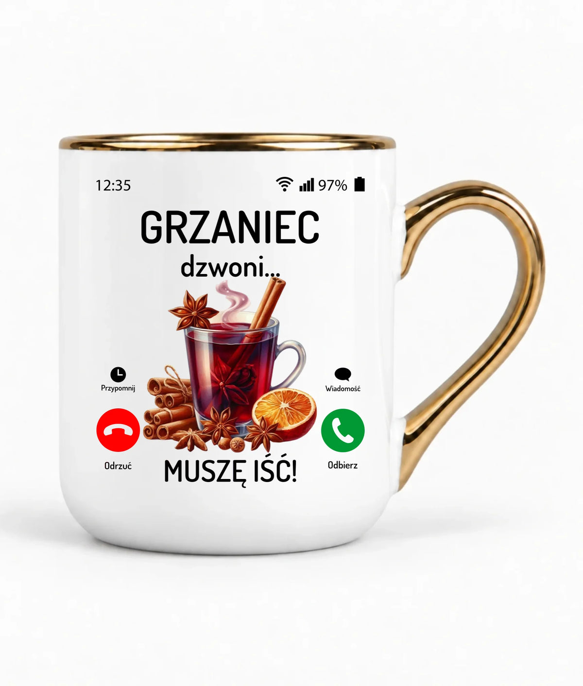 Kubek elegant świąteczny - Grzaniec dzwoni, muszę iść BN127