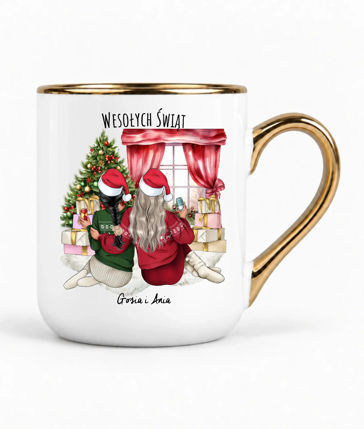 Kubek elegant świąteczny - prezent dla przyjaciółki - 2-4 przyjaciółek - personalizowany PR06