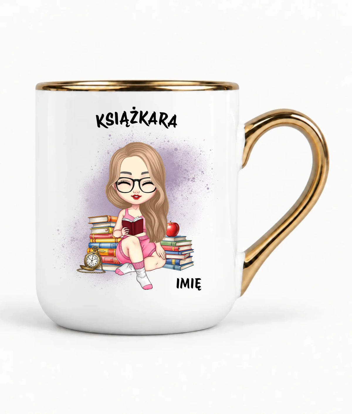 Kubek elegant - Książkara - Prezent dla miłośniczki czytania książek - personalizowany DZ04