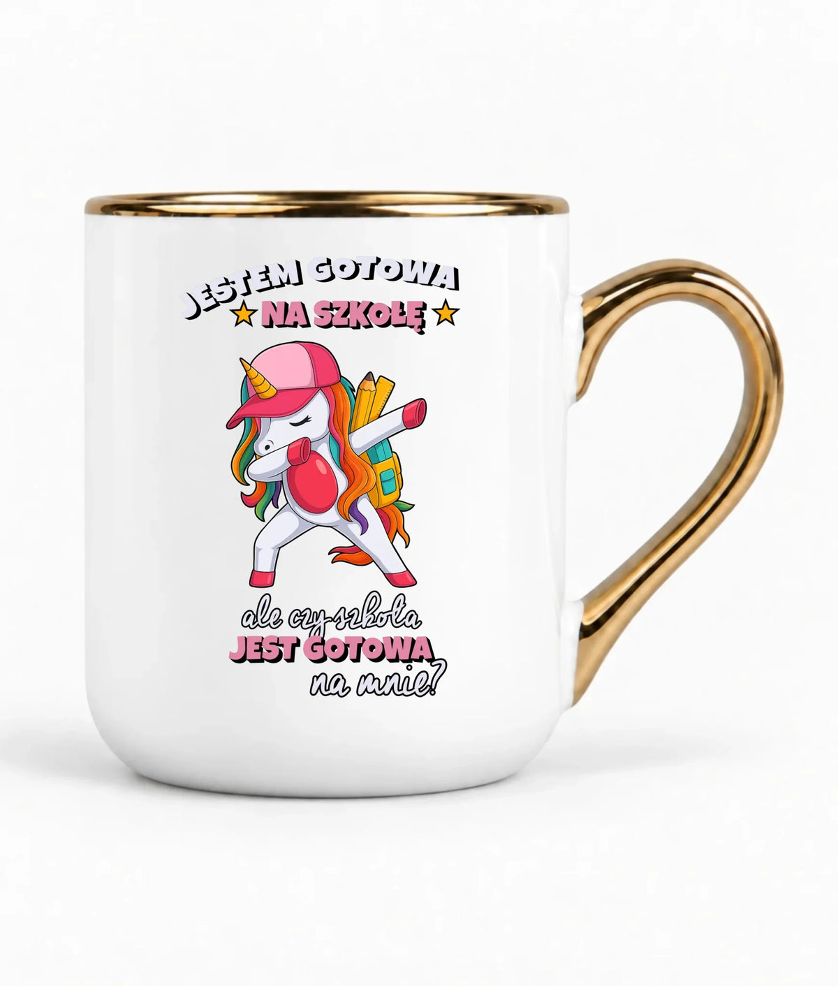 Kubek elegant z jednorożcem Jestem gotowa na szkołę SZ04