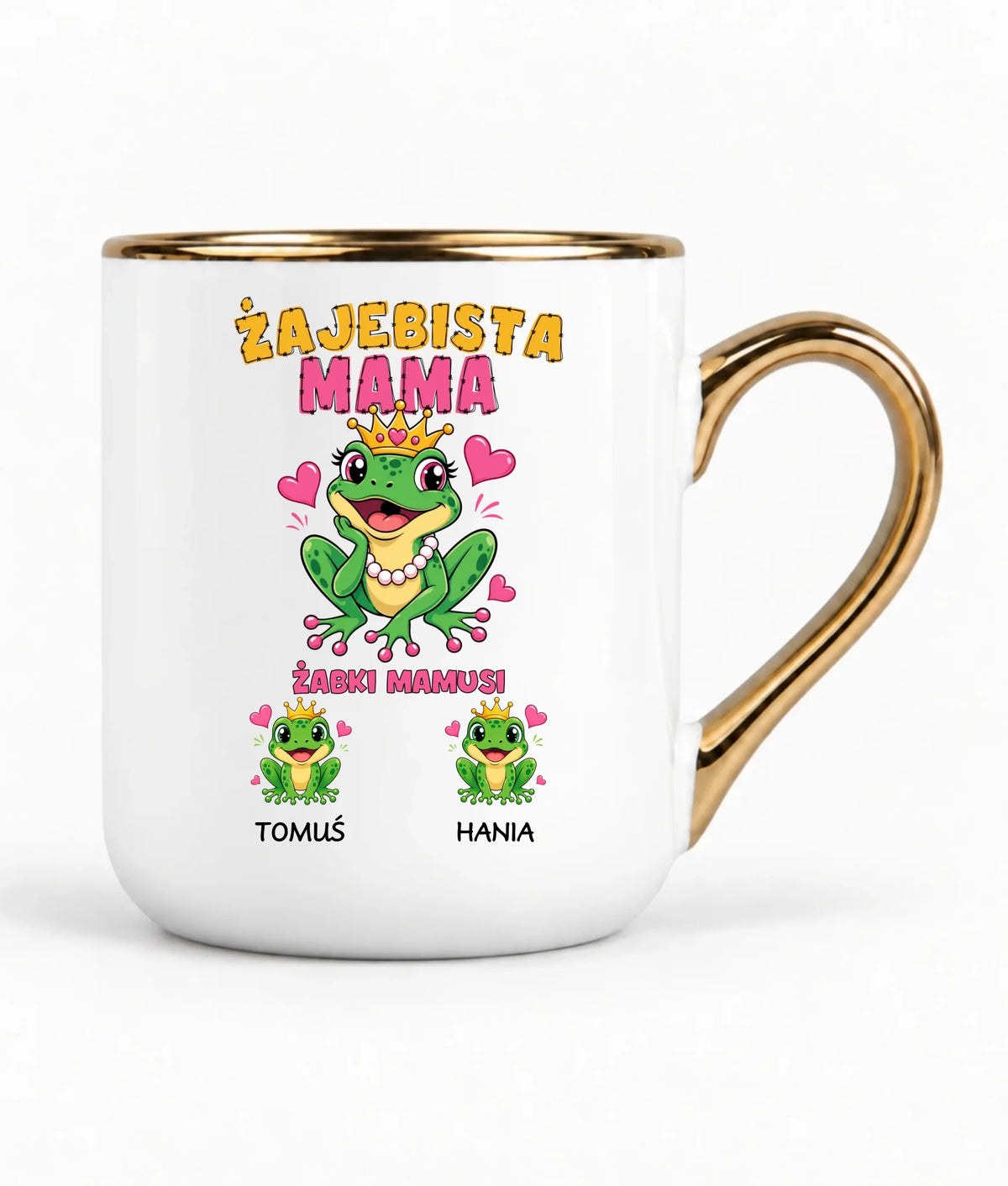 Kubek elegant dla mamy z imionami dzieci - Żabki Mamusi - personalizowany DM54