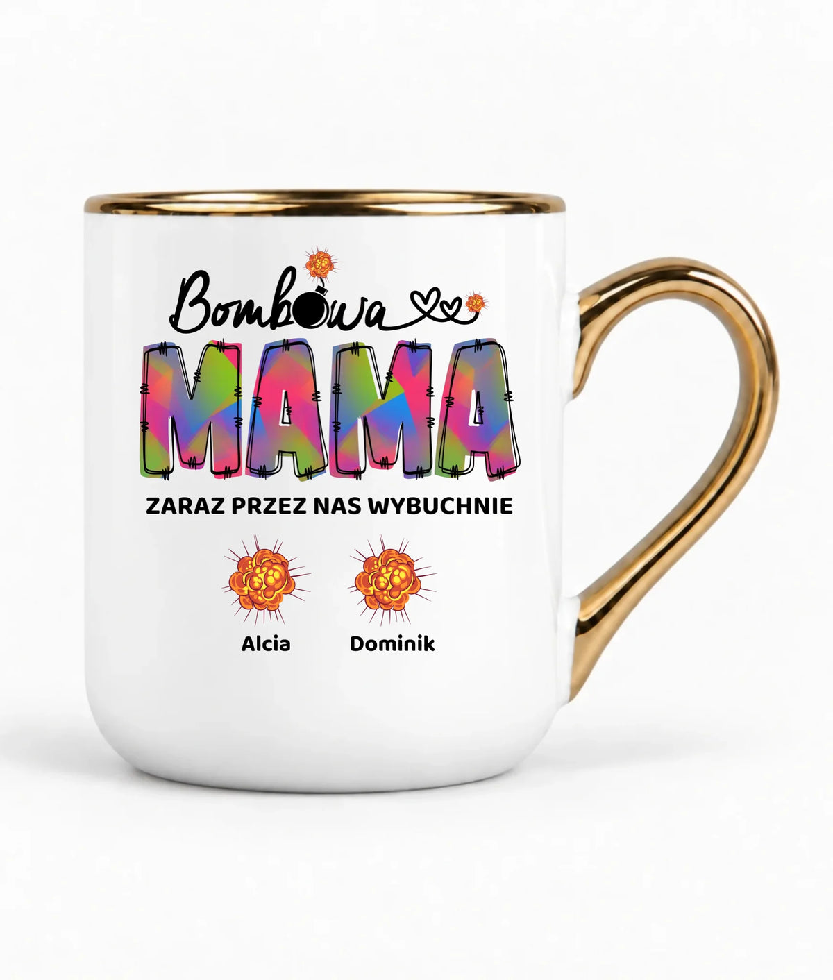 Kubek elegant dla mamy z imionami dzieci - Bombowa mama - personalizowany DM53