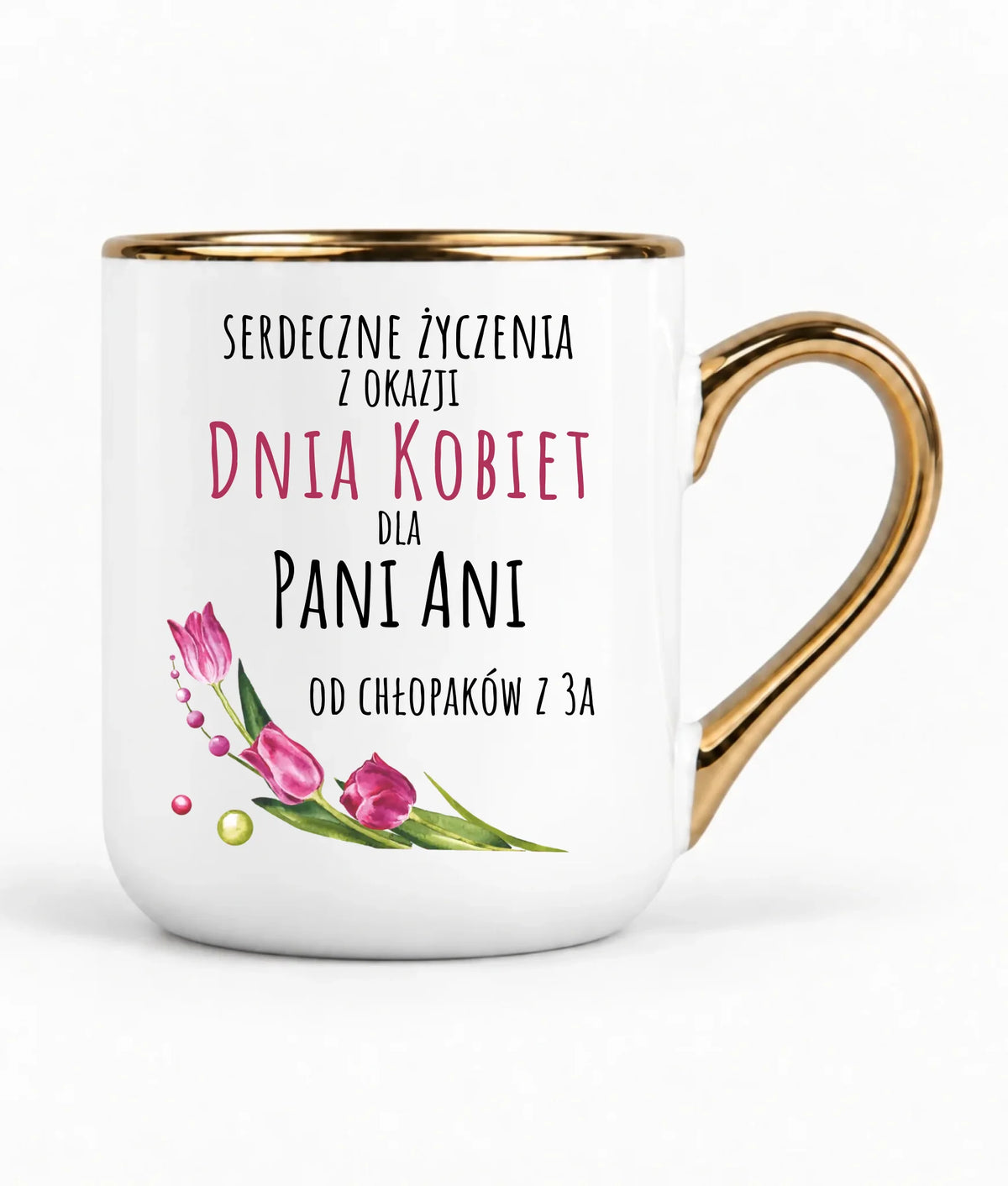 Kubek elegant na Dzień Kobiet - Serdeczne życzenia - personalizowany DK01