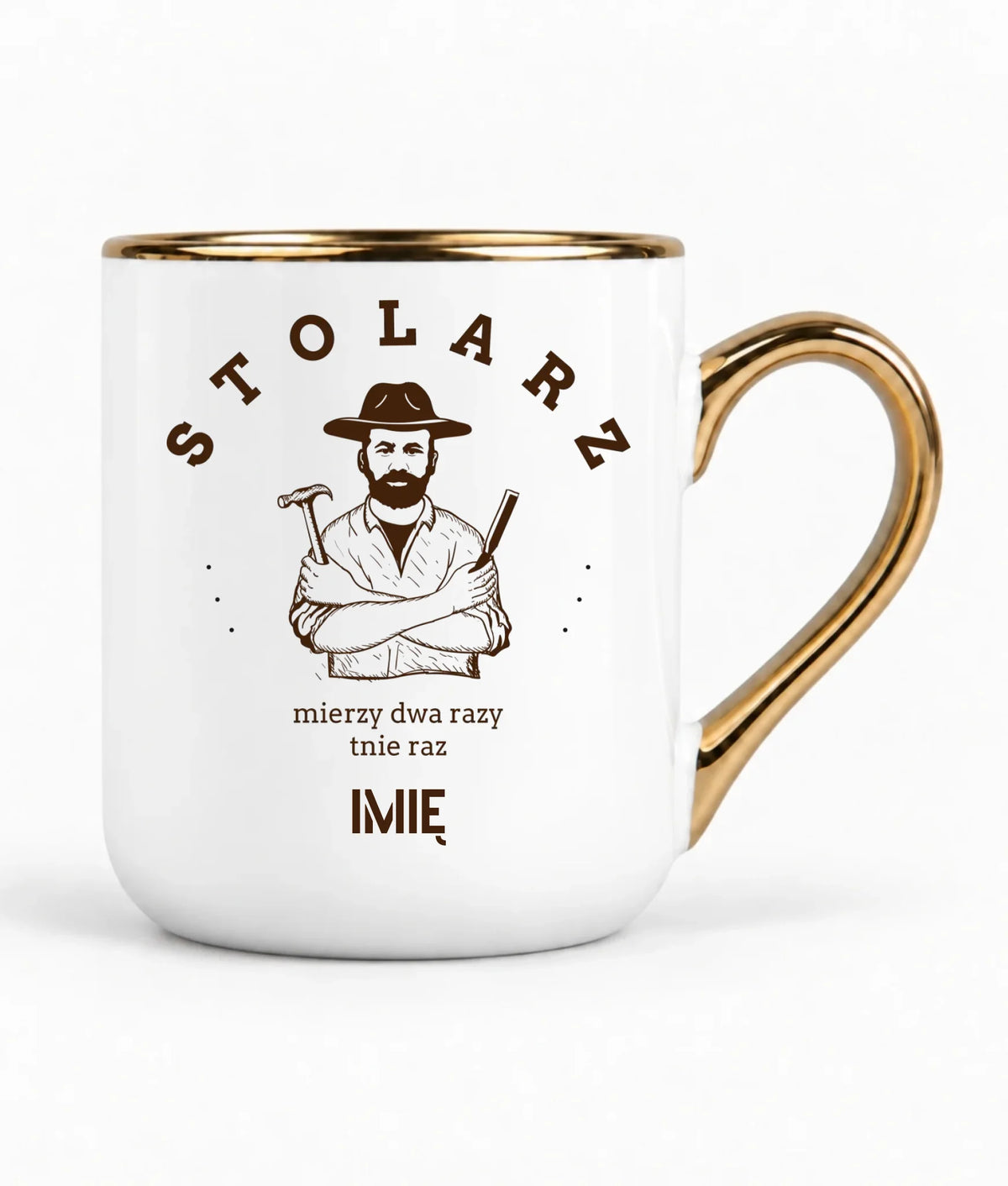 Kubek elegant dla stolarza - Mierzy dwa razy tnie raz - personalizowany ZS02