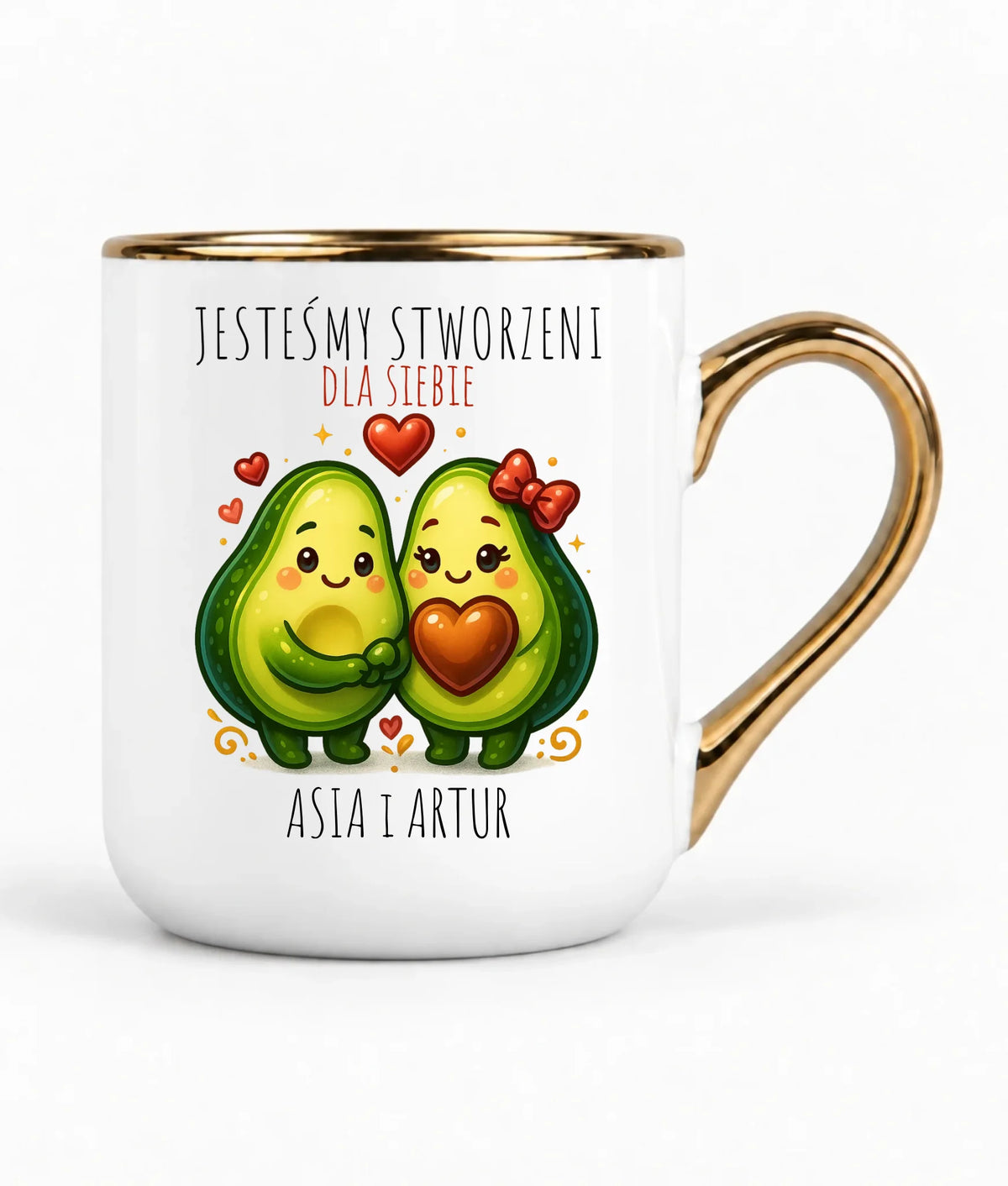Kubek elegant dla par - Awokado Stworzeni dla siebie - personalizowany W91