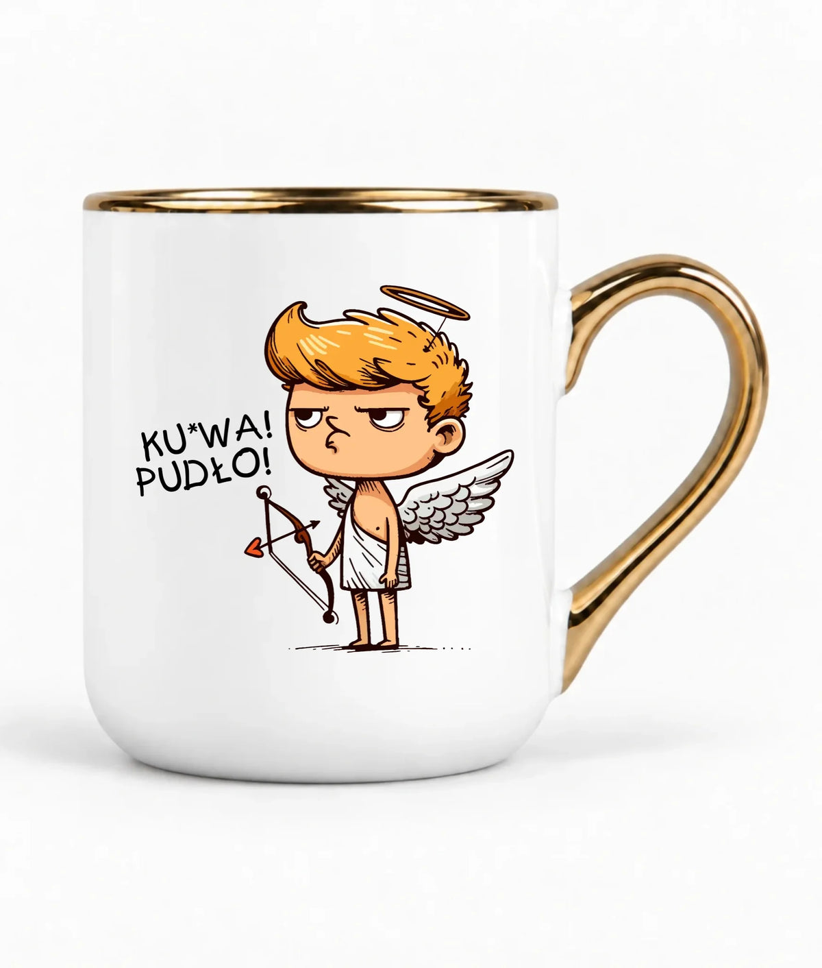 Kubek elegant - Aniołek z łukiem ku*wa pudło - bez cenzury W56
