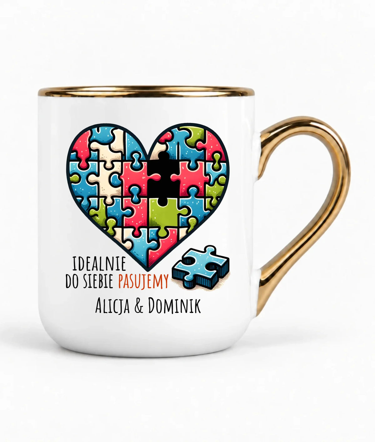 Kubek elegant dla par - Idealnie do siebie pasujemy - personalizowany W44
