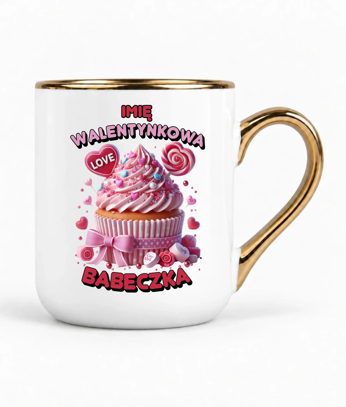 Kubek elegant na Walentynki - Walentynkowa Babeczka - personalizowany W21