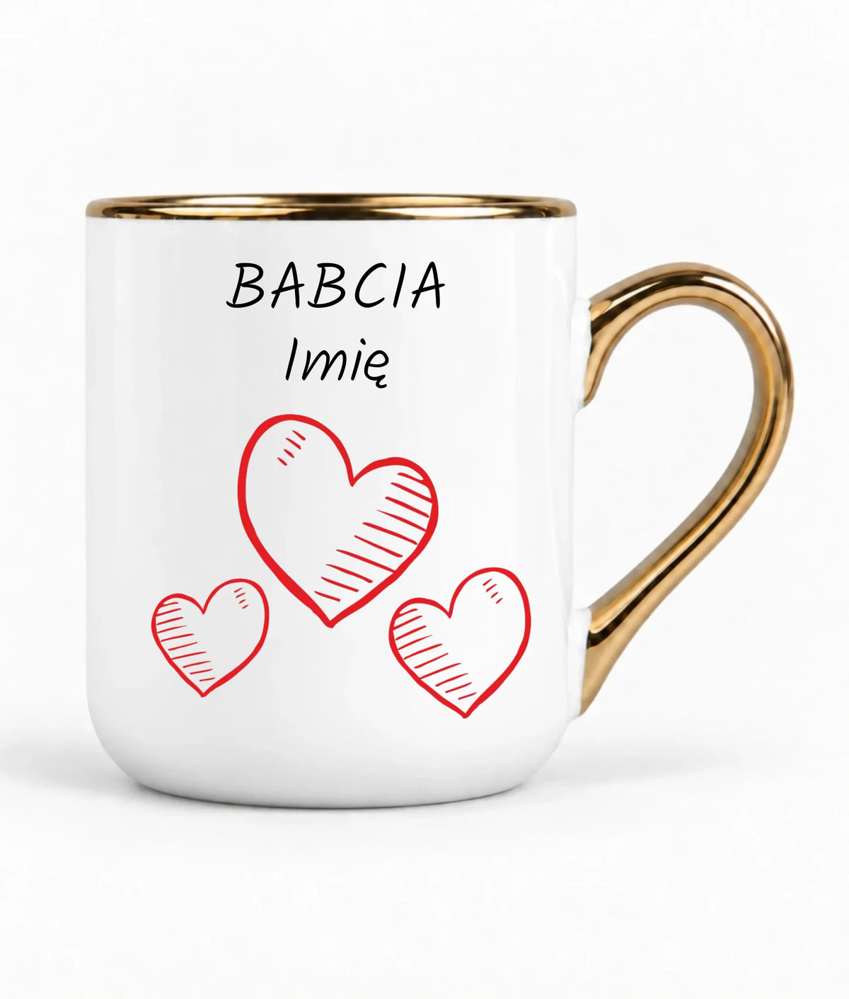 Kubek elegant dla babci - Serca - personalizowany B01