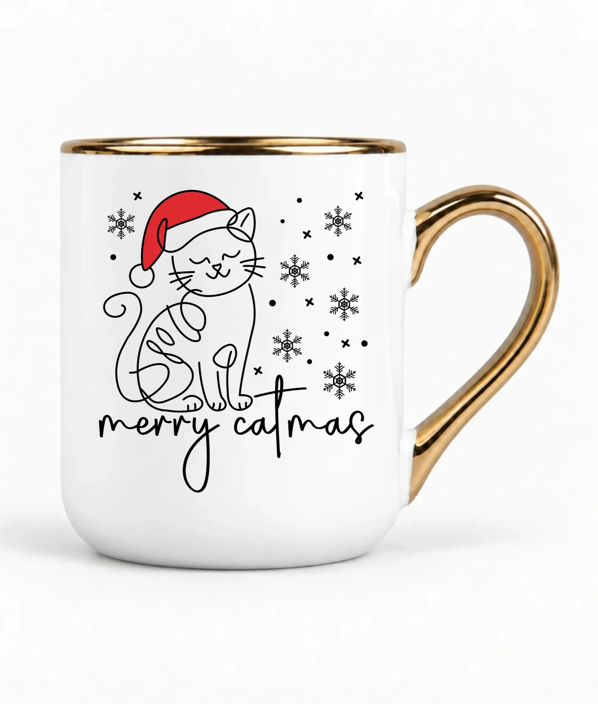 Kubek elegant świąteczny - prezent dla kociary - Merry catmas BN151