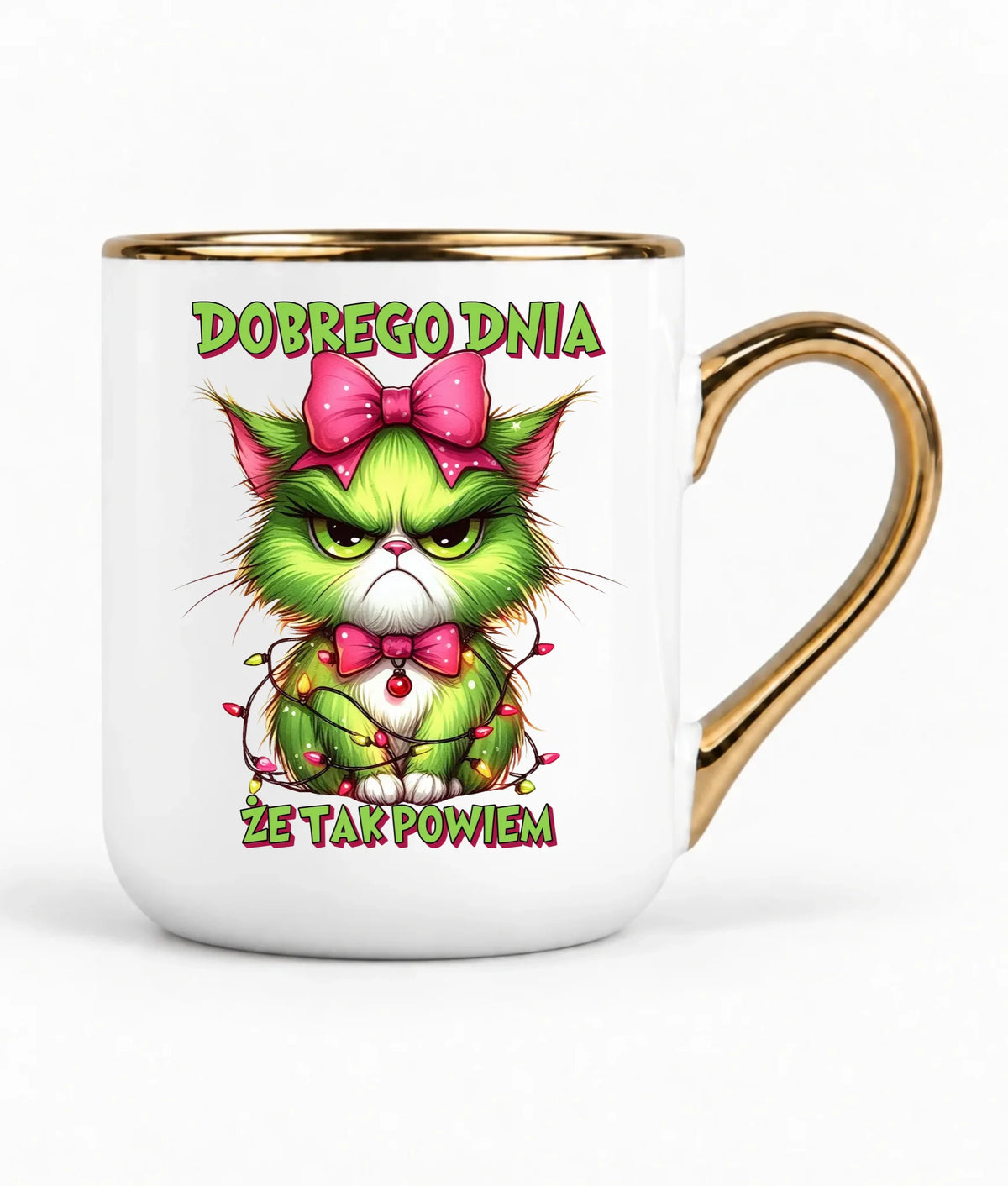 Kubek elegant świąteczny - prezent dla niej - Grinch dobrego dnia, że tak powiem BN153