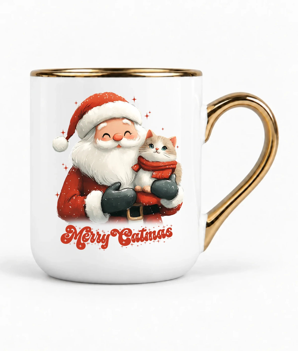Kubek elegant świąteczny - prezent dla kociary - Merry Catmas BN38