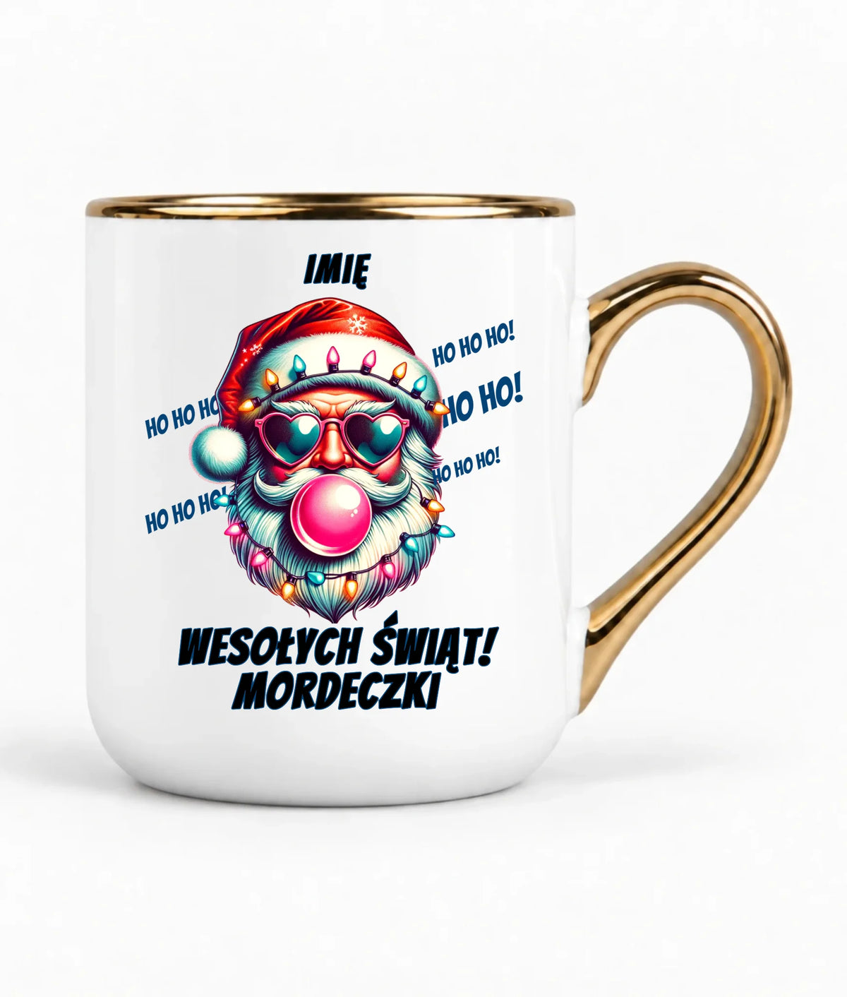 Kubek elegant świąteczny - Mikołaj Wesołych Świąt Mordeczki - personalizowany BN17